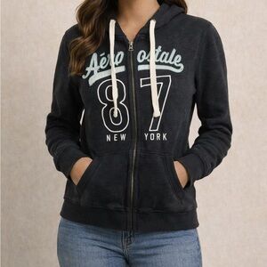 Aeropostale Women's Gray Hoodie with White Details